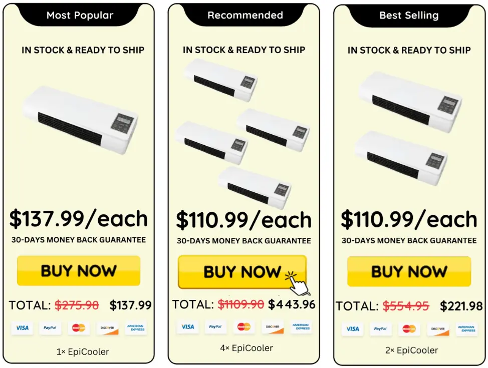 EpiCooler price chart and bundle discounts
